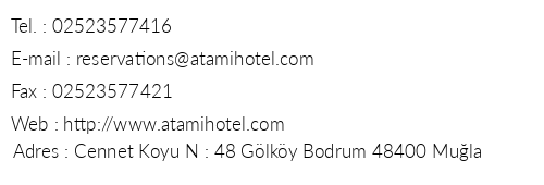 Atami Hotel telefon numaralar, faks, e-mail, posta adresi ve iletiim bilgileri